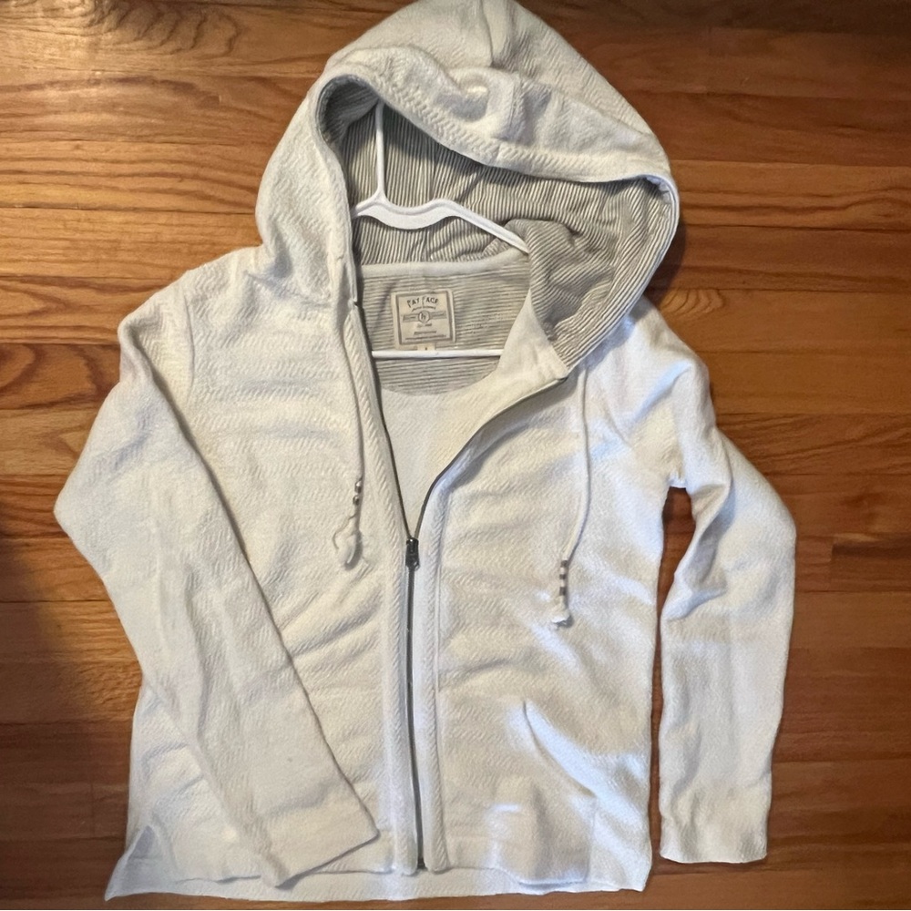 Fat Face Women’s Like-New Textured Full Zip Hoodie Jacket in off-white! Small!